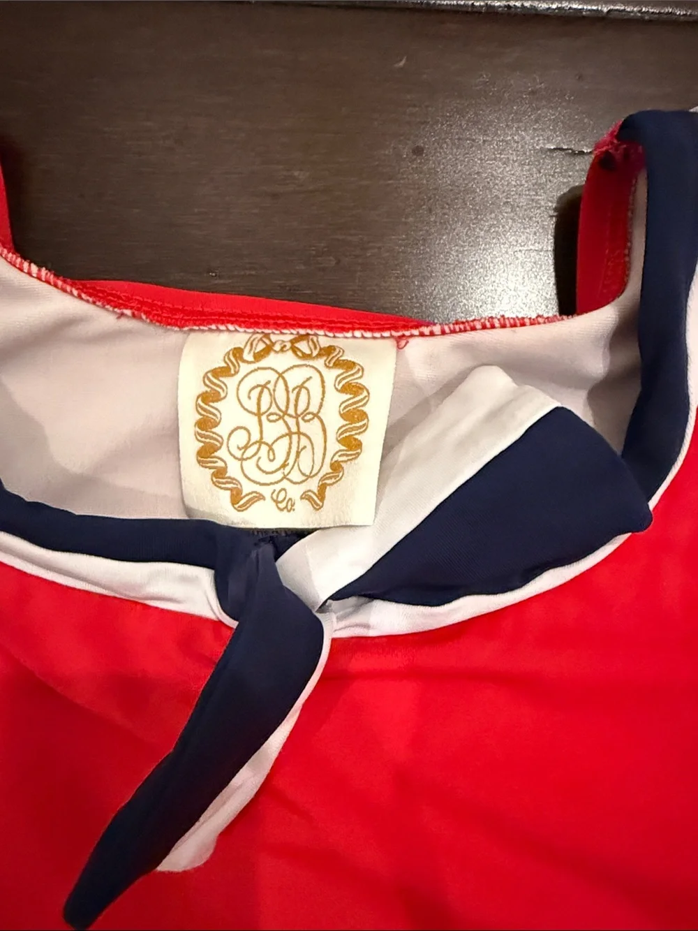 The Beaufort Bonnet Company Red & Navy Peplum One-Piece Swimsuit - Kids